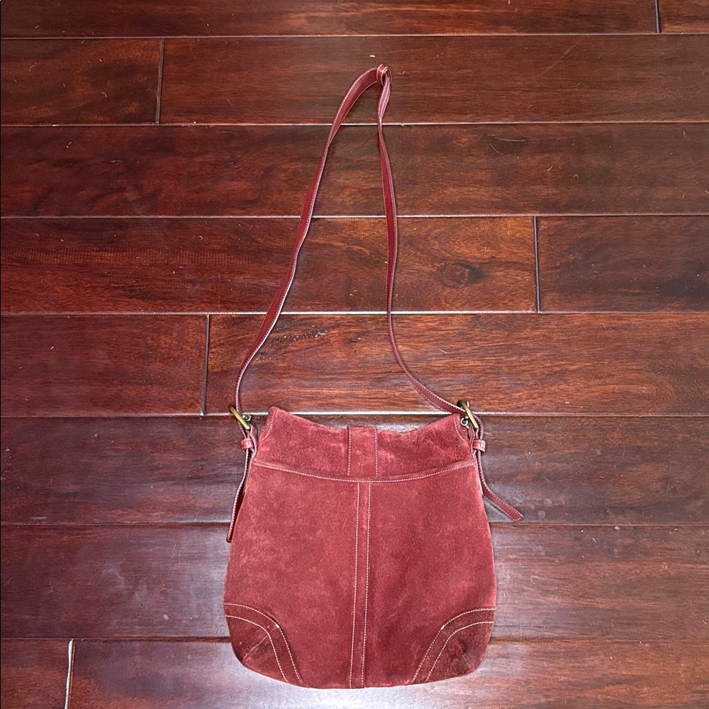 Vintage 2003 COACH Soho Suede Crossbody Bag – Burgundy/Maroon Y2K Rare - Picture 2 of 15